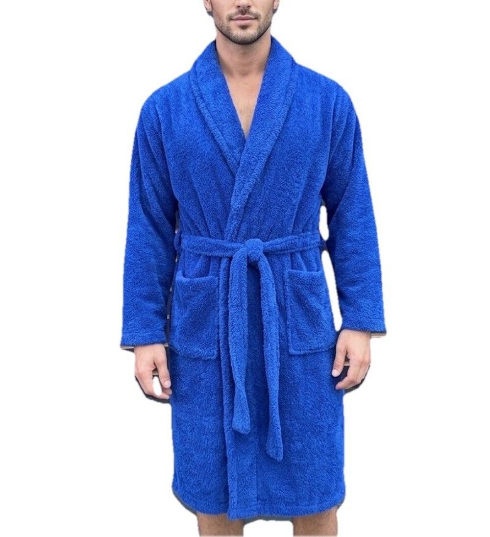 Bare Cotton Luxury Hotel Spa Collection Plush Microfiber Robe Royal Blue L Turki